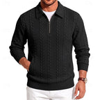 Winslow | Men's Quarter-Zip Cable-Knit Pointed-Collar Polo Jumper