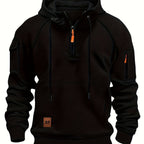 Marlow | Men's Quarter-Zip Raglan-Sleeve Drawstring-Hood Utility-Pocket Hoodie