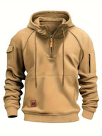 Marlow | Men's Quarter-Zip Raglan-Sleeve Drawstring-Hood Utility-Pocket Hoodie