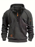 Marlow | Men's Quarter-Zip Raglan-Sleeve Drawstring-Hood Utility-Pocket Hoodie