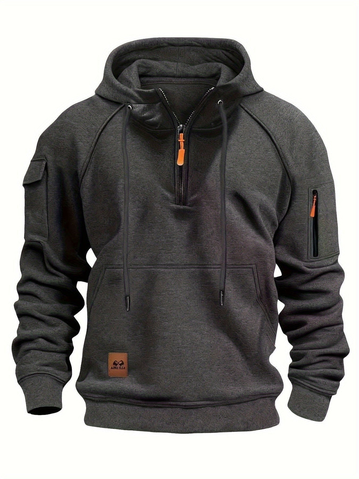 Marlow | Men's Quarter-Zip Raglan-Sleeve Drawstring-Hood Utility-Pocket Hoodie