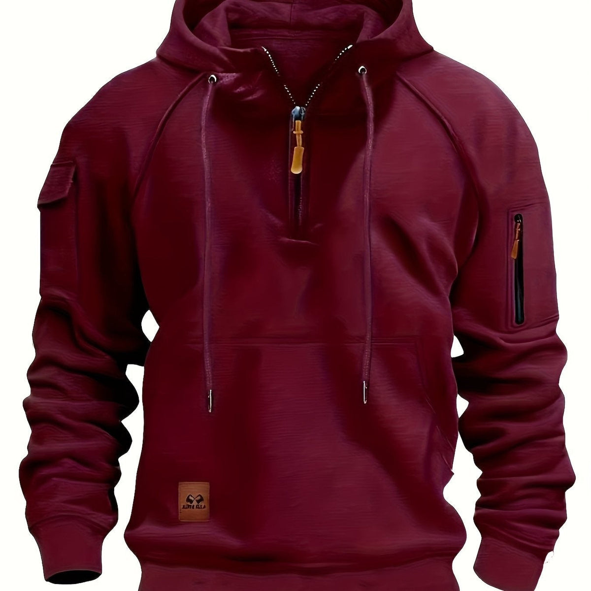 Marlow | Men's Quarter-Zip Raglan-Sleeve Drawstring-Hood Utility-Pocket Hoodie