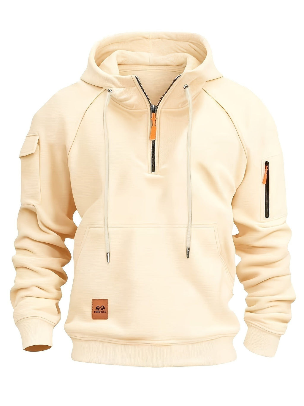 Marlow | Men's Quarter-Zip Raglan-Sleeve Drawstring-Hood Utility-Pocket Hoodie