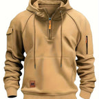 Marlow | Men's Quarter-Zip Raglan-Sleeve Drawstring-Hood Utility-Pocket Hoodie