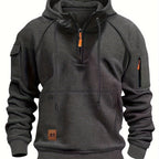 Marlow | Men's Quarter-Zip Raglan-Sleeve Drawstring-Hood Utility-Pocket Hoodie