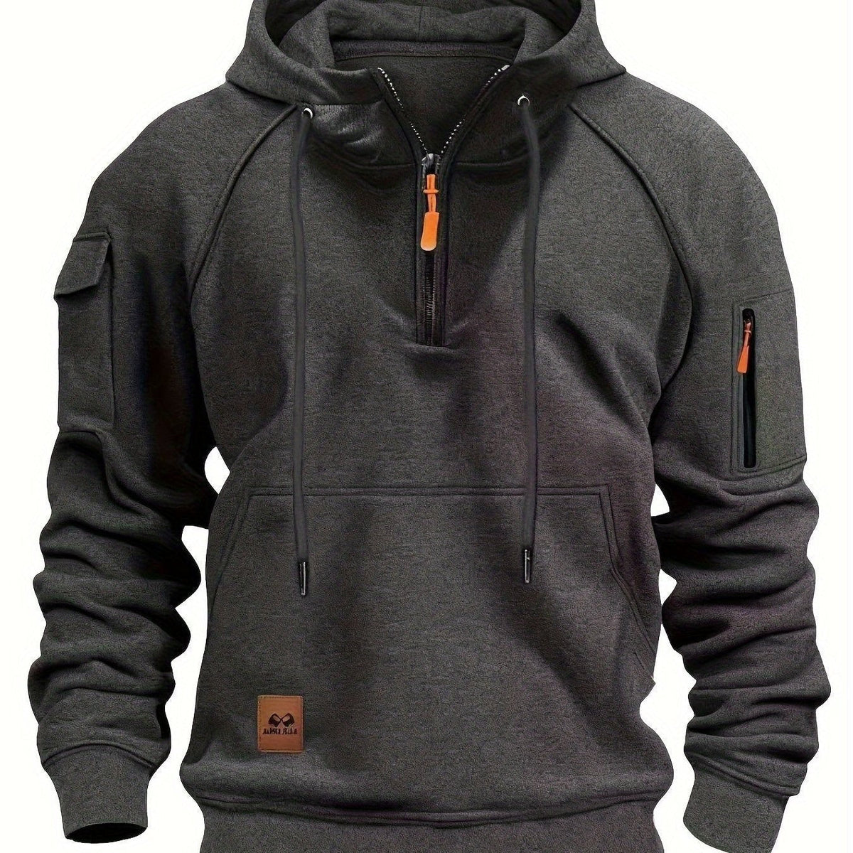 Marlow | Men's Quarter-Zip Raglan-Sleeve Drawstring-Hood Utility-Pocket Hoodie