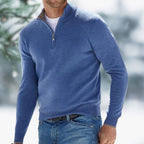 Callum | Men's Quarter-Zip Stand-Collar Ribbed-Cuff Slim-Fit Winter Jumper