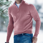 Callum | Men's Quarter-Zip Stand-Collar Ribbed-Cuff Slim-Fit Winter Jumper