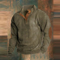 Fletcher | Men's Ribbed Elbow-Patch Snap-Placket Henley Jumper