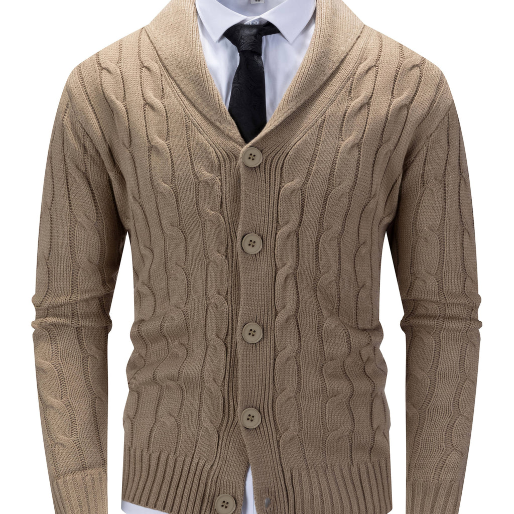 Winston | Men's Shawl-Collar Cable-Knit Button-Up Cardigan