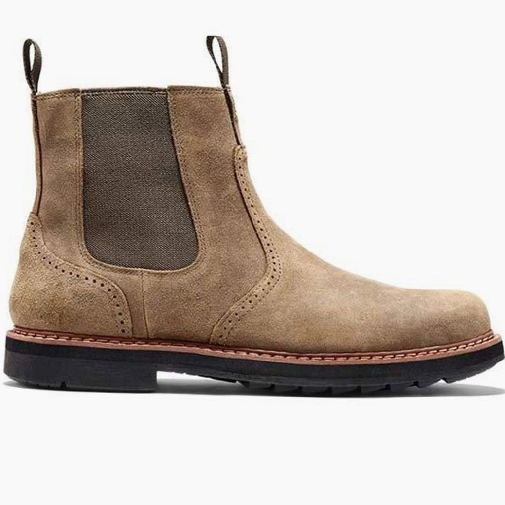 Harlan | Men's Slip-On Side-Zip Brogue-Detail Chelsea Boots