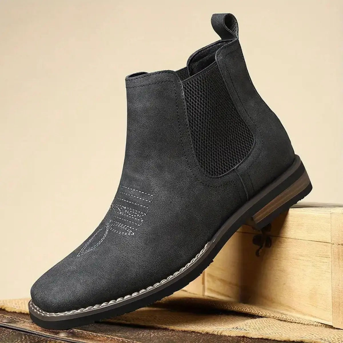 Weston | Men's Slip-On Western-Stitch Vegan Leather Chelsea Boots
