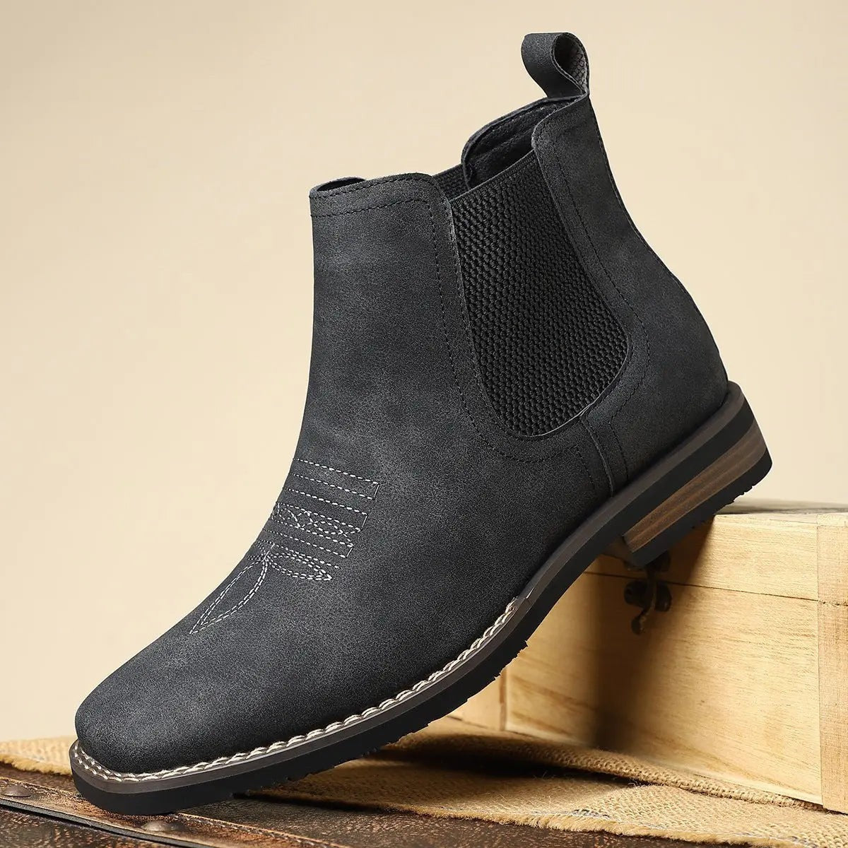 Weston | Men's Slip-On Western-Stitch Vegan Leather Chelsea Boots