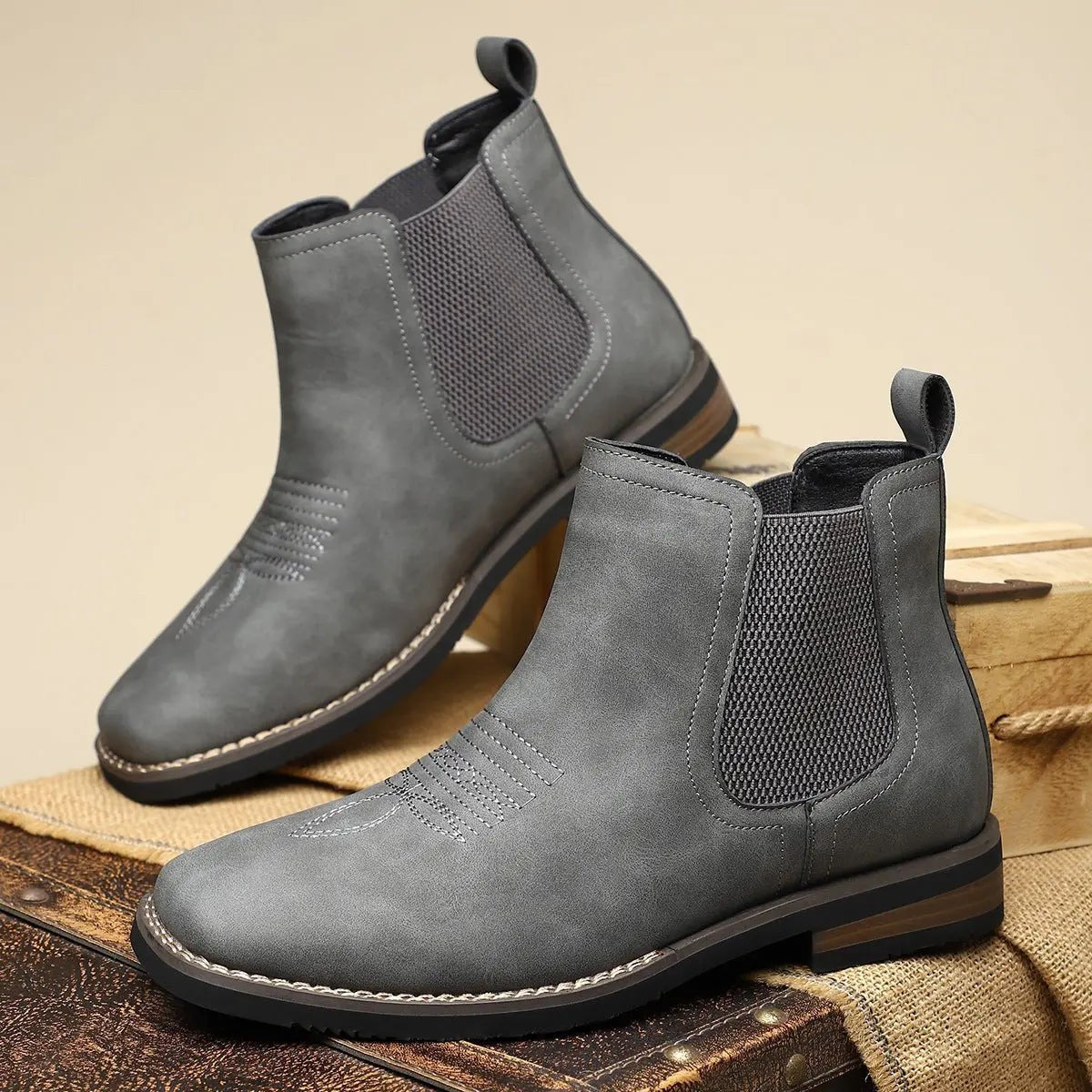 Weston | Men's Slip-On Western-Stitch Vegan Leather Chelsea Boots