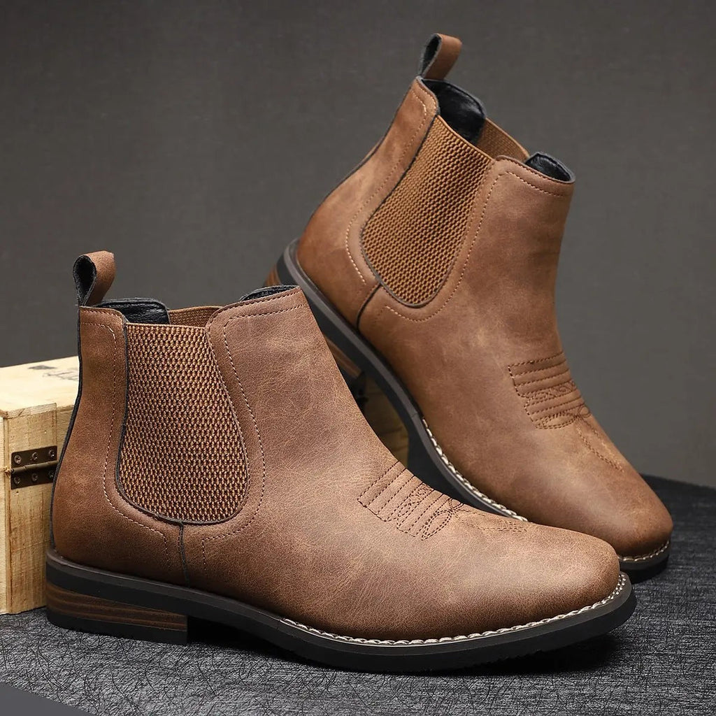 Weston | Men's Slip-On Western-Stitch Vegan Leather Chelsea Boots