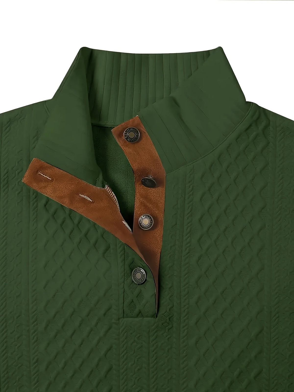 Everett | Men's Stand-Collar Textured Vegan Leather Trim Elbow-Patch Jumper
