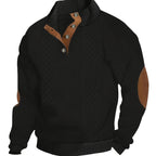 Everett | Men's Stand-Collar Textured Vegan Leather Trim Elbow-Patch Jumper