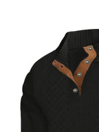 Everett | Men's Stand-Collar Textured Vegan Leather Trim Elbow-Patch Jumper