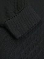 Everett | Men's Stand-Collar Textured Vegan Leather Trim Elbow-Patch Jumper