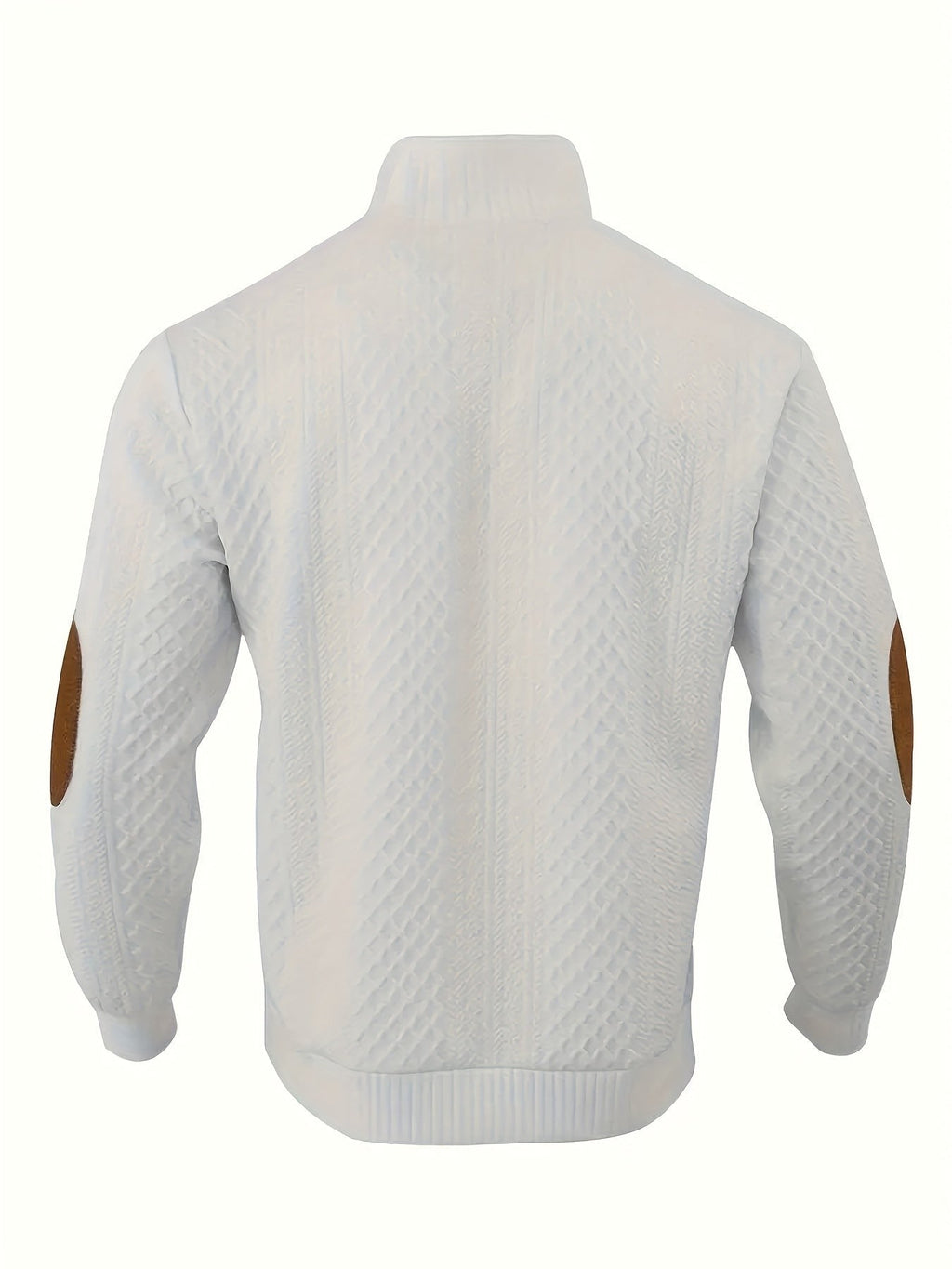 Everett | Men's Stand-Collar Textured Vegan Leather Trim Elbow-Patch Jumper