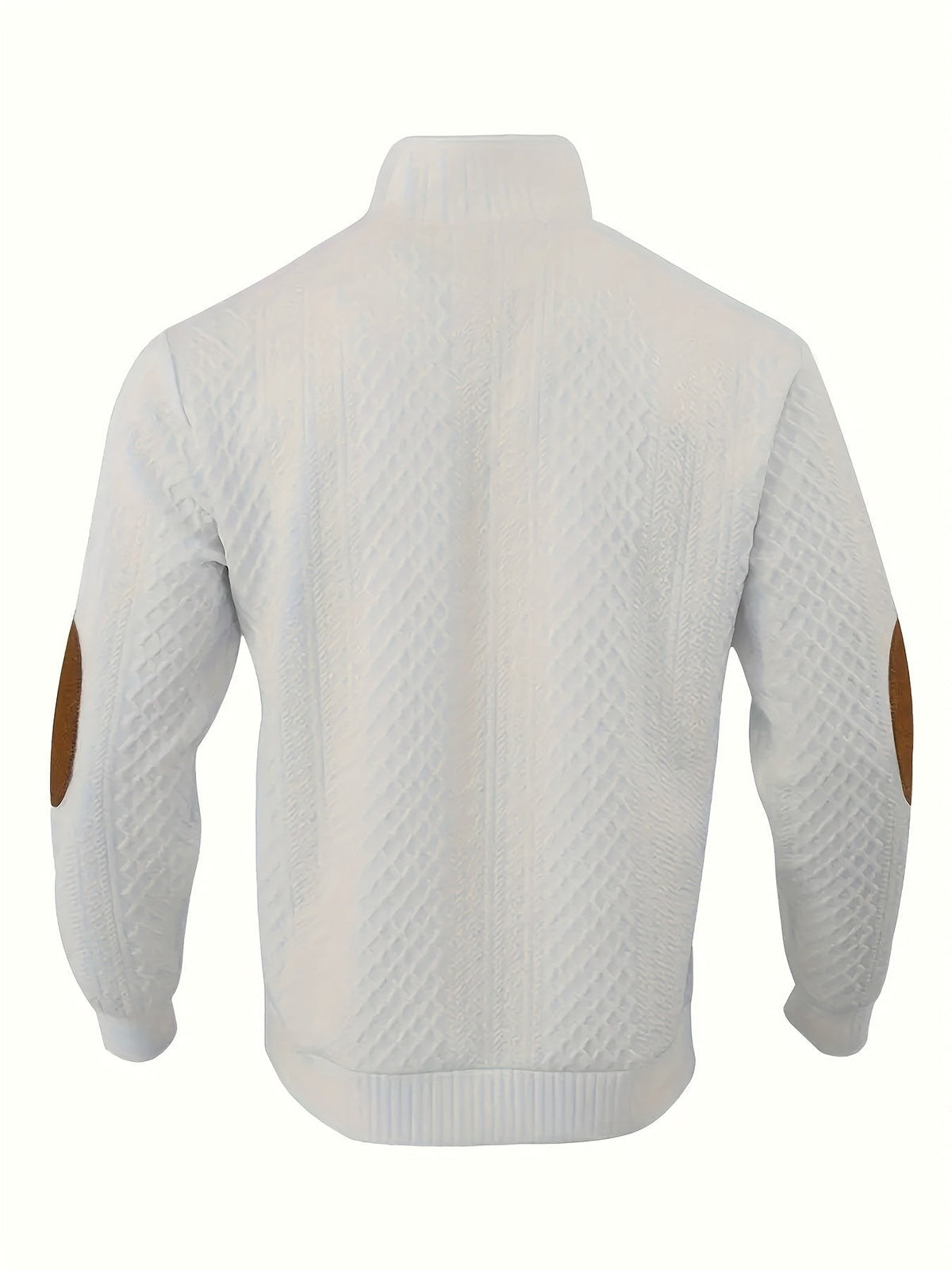 Everett | Men's Stand-Collar Textured Vegan Leather Trim Elbow-Patch Jumper