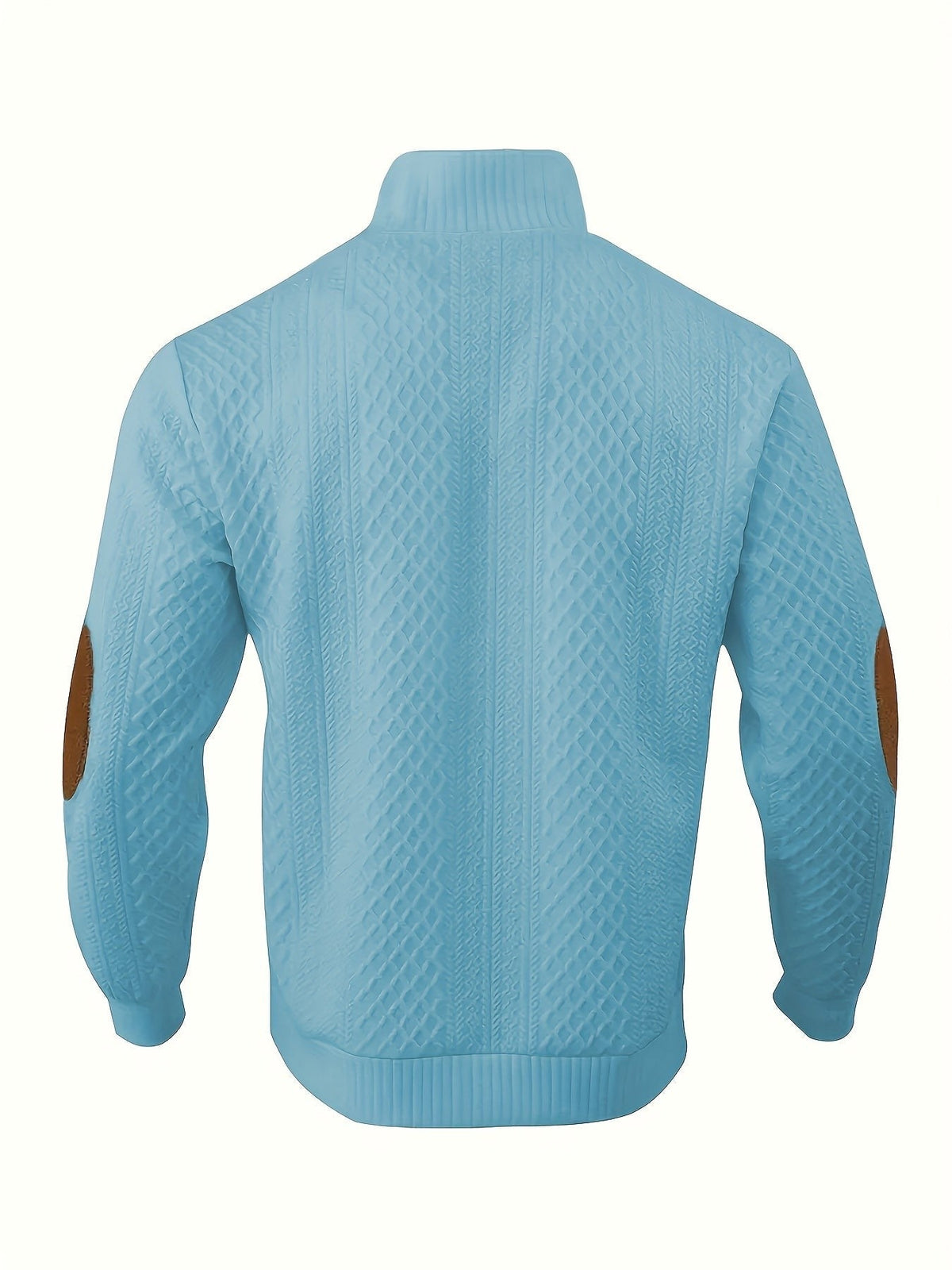 Everett | Men's Stand-Collar Textured Vegan Leather Trim Elbow-Patch Jumper