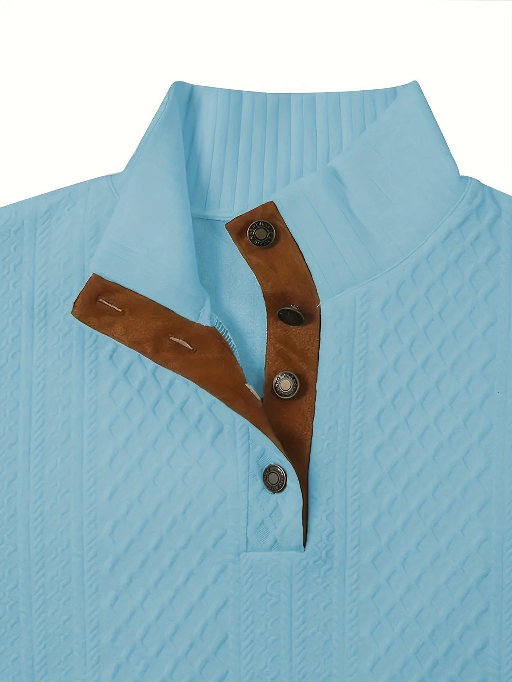 Everett | Men's Stand-Collar Textured Vegan Leather Trim Elbow-Patch Jumper