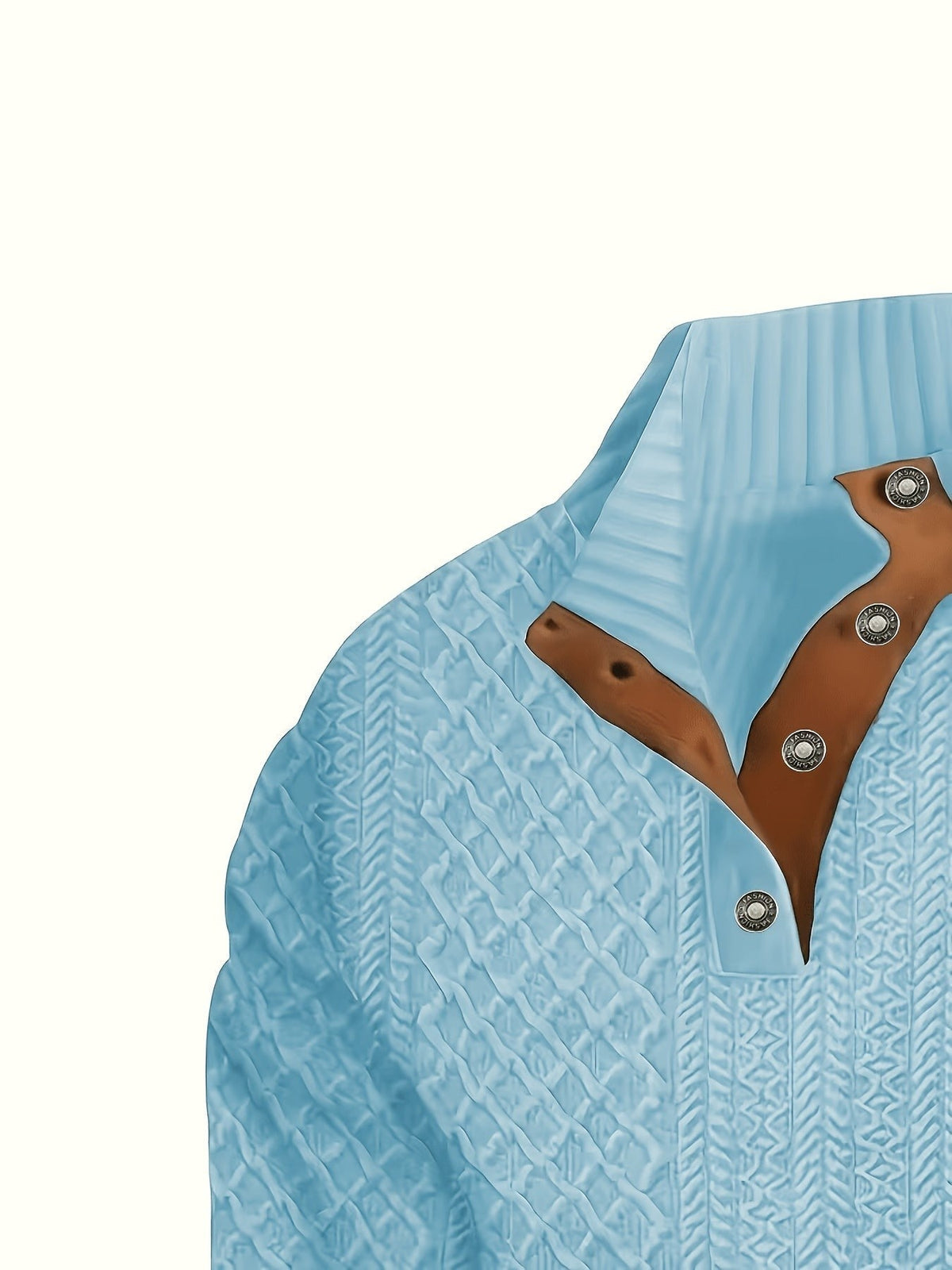 Everett | Men's Stand-Collar Textured Vegan Leather Trim Elbow-Patch Jumper