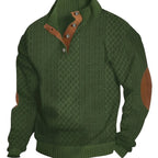 Everett | Men's Stand-Collar Textured Vegan Leather Trim Elbow-Patch Jumper