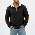 Preston | Men's Standing-Collar Contrast Elbow-Patch Quarter-Zip Jumper