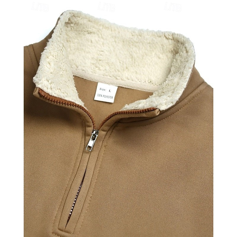 Preston | Men's Standing-Collar Contrast Elbow-Patch Quarter-Zip Jumper