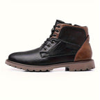 Hudson | Men's Two-Tone Lace-Up Side-Zip Vegan Leather Ankle Boots