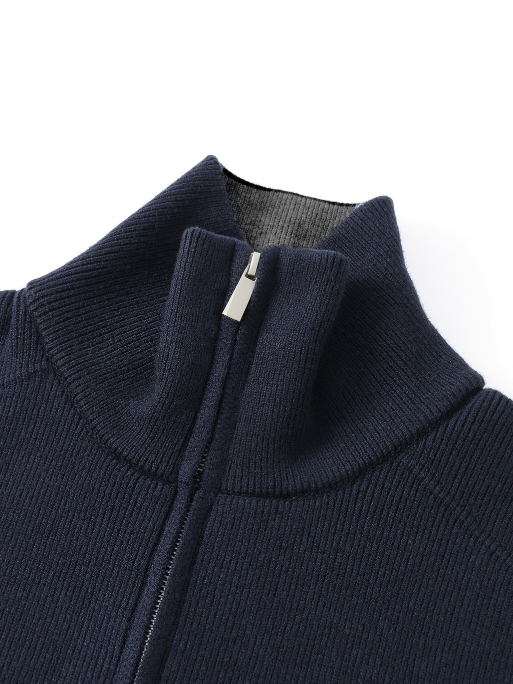Winslow | Men's Zip-Up Stand-Collar Contrast-Trim Ribbed Relaxed-Fit Cardigan