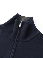 Winslow | Men's Zip-Up Stand-Collar Contrast-Trim Ribbed Relaxed-Fit Cardigan