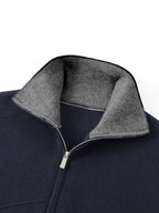 Winslow | Men's Zip-Up Stand-Collar Contrast-Trim Ribbed Relaxed-Fit Cardigan