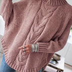 Maeve | Oversized Cable-Knit High-Neck Batwing-Sleeve Jumper