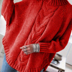 Maeve | Oversized Cable-Knit High-Neck Batwing-Sleeve Jumper