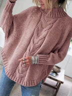 Maeve | Oversized Cable-Knit High-Neck Batwing-Sleeve Jumper