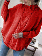 Maeve | Oversized Cable-Knit High-Neck Batwing-Sleeve Jumper