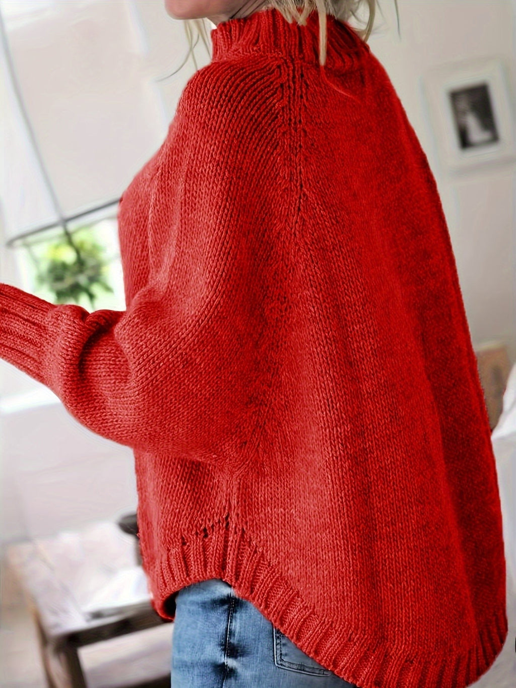 Maeve | Oversized Cable-Knit High-Neck Batwing-Sleeve Jumper