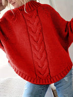 Maeve | Oversized Cable-Knit High-Neck Batwing-Sleeve Jumper