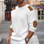 Rowan | Waffle-Textured Contrast-Patch Relaxed-Fit Crew Neck Winter Jumper