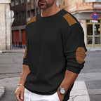 Rowan | Waffle-Textured Contrast-Patch Relaxed-Fit Crew Neck Winter Jumper