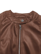 Marnie | Women's Cropped Stand-Collar Vegan Leather Moto Jacket