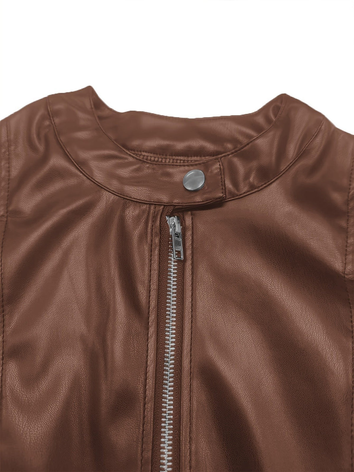 Marnie | Women's Cropped Stand-Collar Vegan Leather Moto Jacket