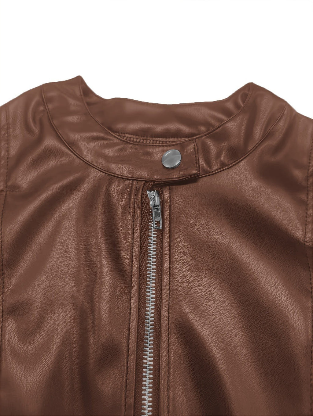 Sienna | Women's Cropped Zip-Up Stand-Collar Vegan Leather Moto Jacket