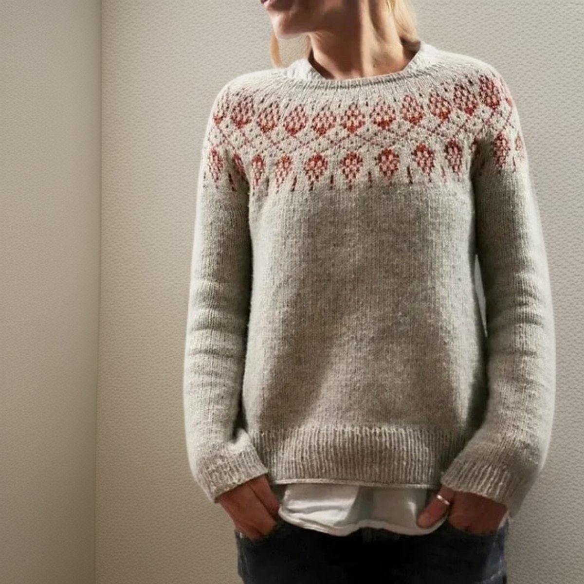 Freya | Women's Fair Isle Yoke Relaxed-Fit Crew Neck Jumper