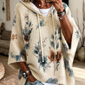 Sienna | Women's Floral Batwing-Sleeve Longline Hooded Cape Jumper
