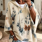 Sienna | Women's Floral Batwing-Sleeve Longline Hooded Cape Jumper