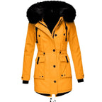 Marnie | Women's Fur-Trim Hooded Drawstring-Waist Longline Winter Parka Coat